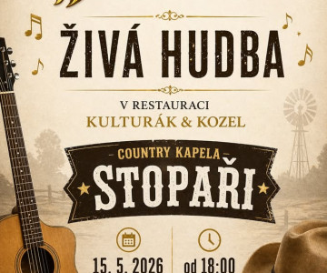 Živá hudba: Country kapela STOPAŘI