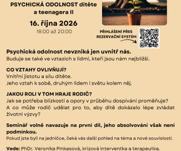 SEMINÁŘ: Psychická odolnost dítěte a teenagera II
